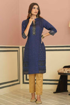Juniper Indigo Rayon Festive Gold Foil Printed Straight Kurta For Women - Distacart