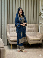 Teeya Creation Blue Color Faux Georgette Embroidery Work Party Wear Salwar Suit - Distacart