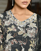 Vaasva Women's Black Crepe Embroidered Suit Set