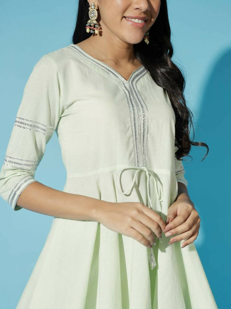 Myshka Women Green Solid Kurta & Palazzos With Dupatta - Distacart
