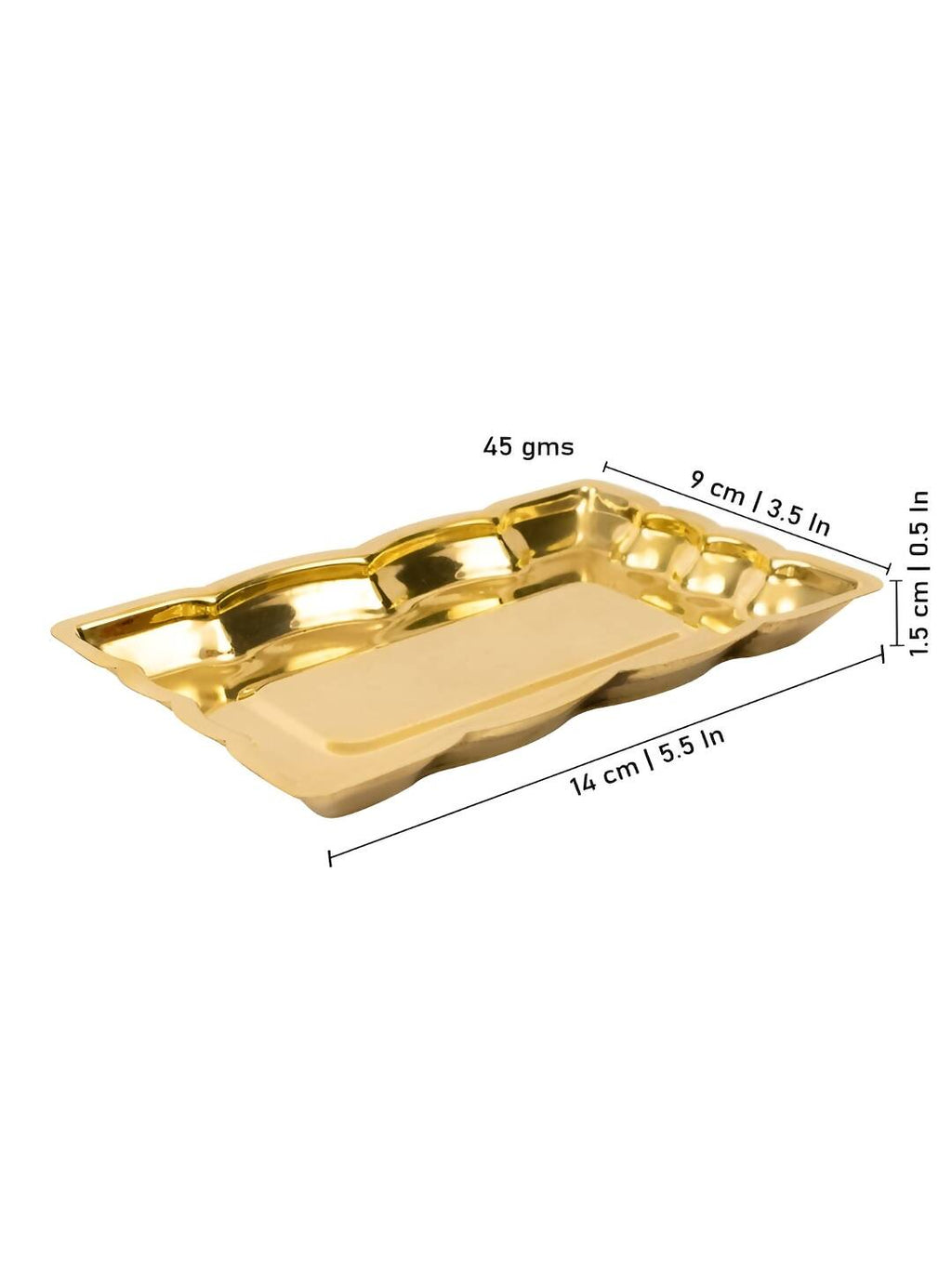 Spillbox Gold-Toned Brass Rectangular Betal Thali Pooja Essential