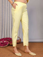 Joban Fashion Women Pale Yellow Roman Embroidery Stitched Kurta Set - Distacart
