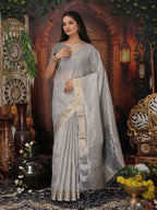 Shree Shyam Fashion Organza Gray Saree - Distacart