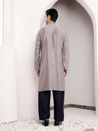 Grey Viscose Designer Chikankari Embroidery Work Men's Kurta - Mahotsav