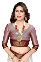 Vamika Weaving White Cotton Silk Saree (DEVAL MAROON) - Distacart