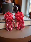 Inhanns Handmade Crystal Water Fall Earrings - Short - Maroon Small - Distacart