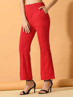Myshka Women's Pink Flared Party Trouser