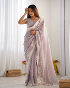 Vamsee Inaya Lavender Silky Crush Saree