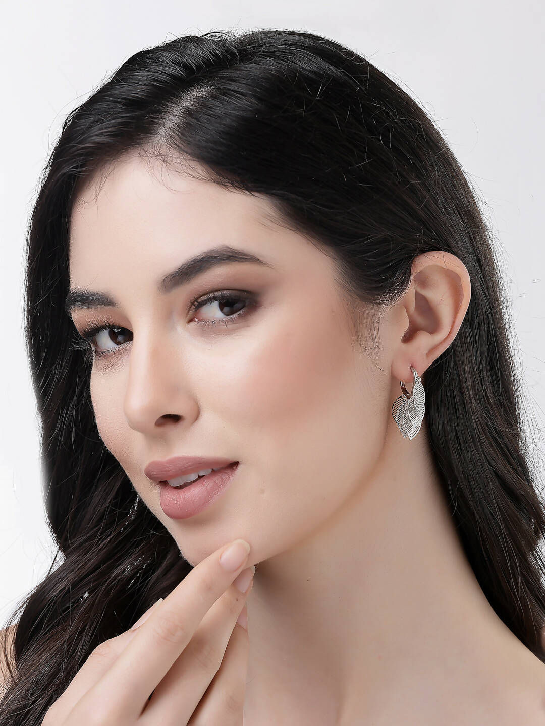NVR Women Gold-Toned Leaf Shaped Drop Earrings - Distacart