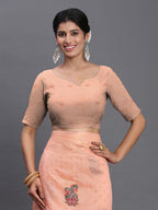 Shree Shyam Fashion Linen Cotton Peach Saree - Distacart