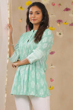 Juniper Women Mint Cambric Printed A-Line Tunic - Distacart