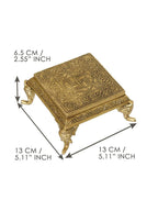 eCraftIndia Gold-Toned Handcrafted Traditional Pooja Chowki With Swastik
