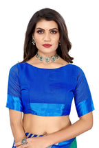 Vamika Blue Linen Satin Border Saree