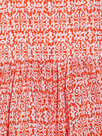Manet Girls Cotton Layer Frock Printed - Orange