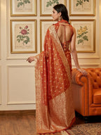 Shree Shyam Fashion Rust Tissue Silk Saree - Distacart