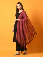 Myshka Women's Black Solid Anarkali Party Kurta Set With Dupatta