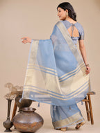 Shree Shyam Fashion Seoul Sky Blue Organza Saree