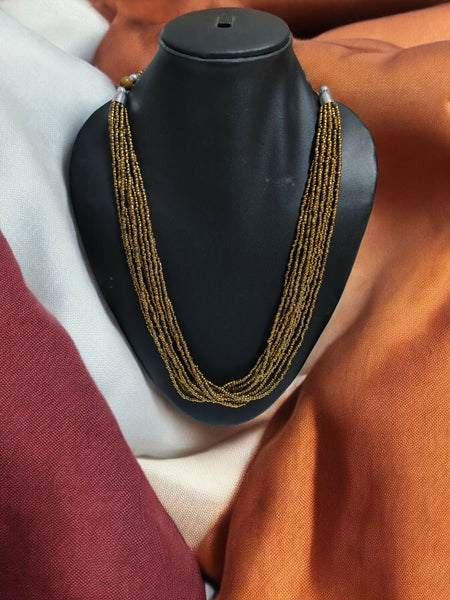 Inhanns Bloom Handmade Beaded Only Necklace - 12 Layers - Golden Necklace