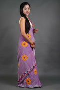 Exclusive Collection Pink Pure Cotton Saree With Sunflower Design - Distacart