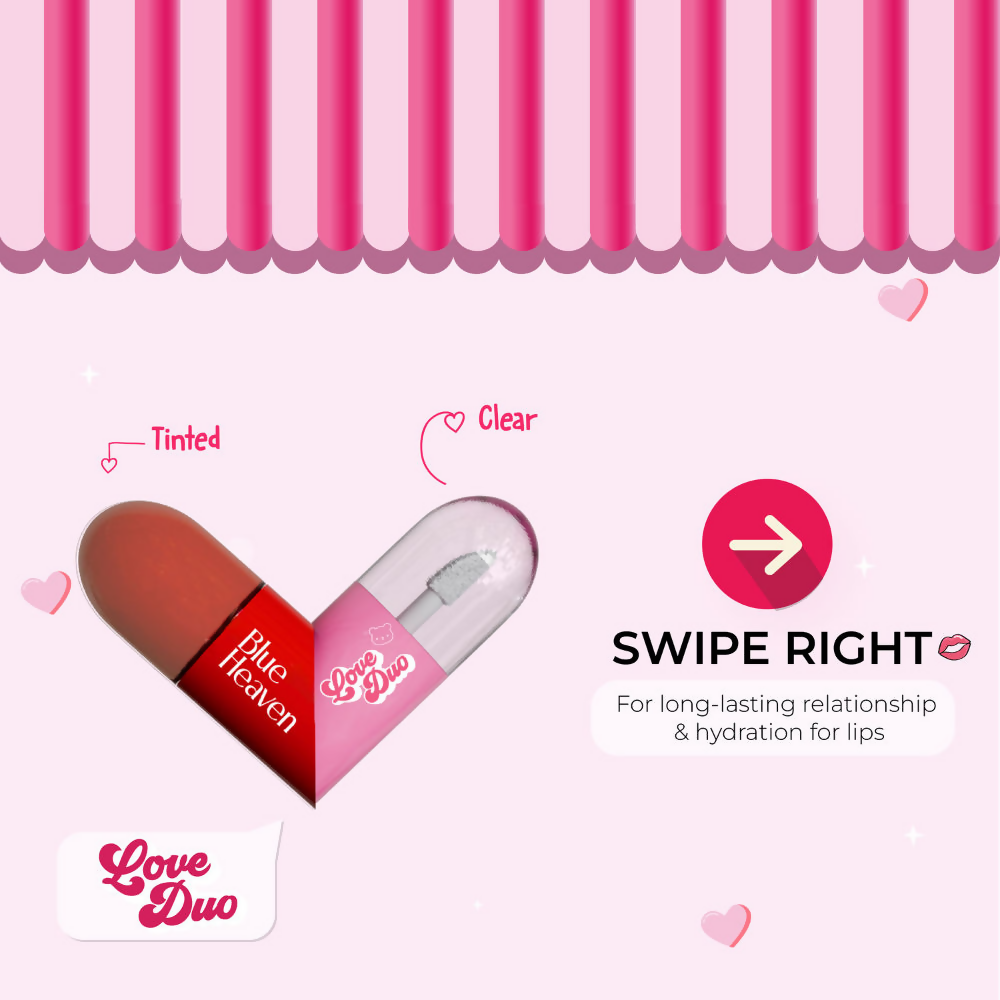 Blue Heaven Love Duo 2-In-1 Clear & Tinted Lip Gloss - Snacc (Clear + Cherry)