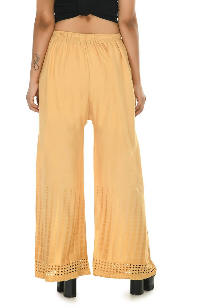 Mominos Fashion Moeza Reyon Cotton Golden Color Cut Work Palazzo