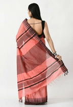 Mominos Fashion Moeza Gajari Pink Bhagalpuri Handloom Silk Black Temple Border Saree with unstitched Blouse piece - Distacart