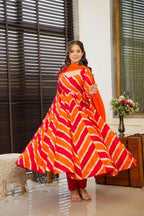 Aayaa Designer Printed Tebby Silk Suit - Multi Color