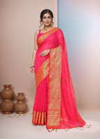 Joban Fashion Pink Cotton Blend Handloom Saree