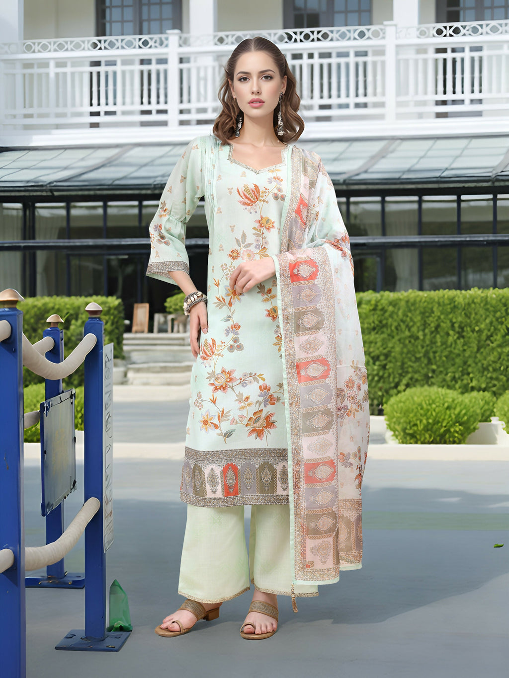 Joban Fashion Pista Position Digital Print With Position Foil Kurta Set - Distacart
