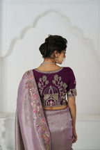 Kesar Fab Stunning Mauve Color With Multi-Thread And Sequins Embroidery Saree