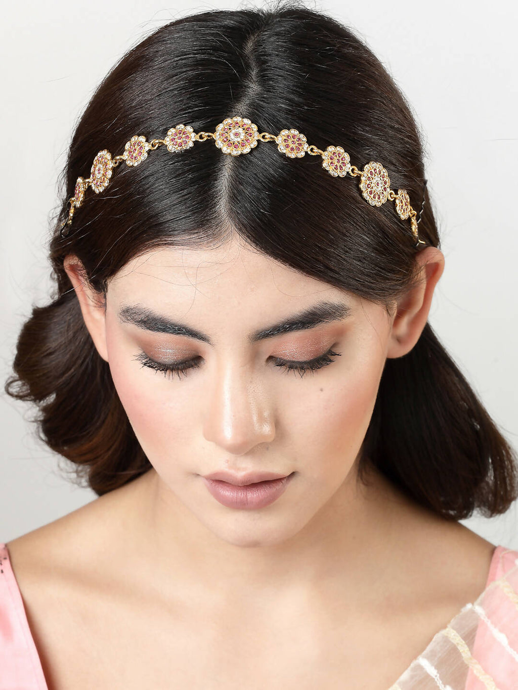 NVR Women's Gold-Plated Traditional Meenakari Stones Trending Matha Patti - Distacart