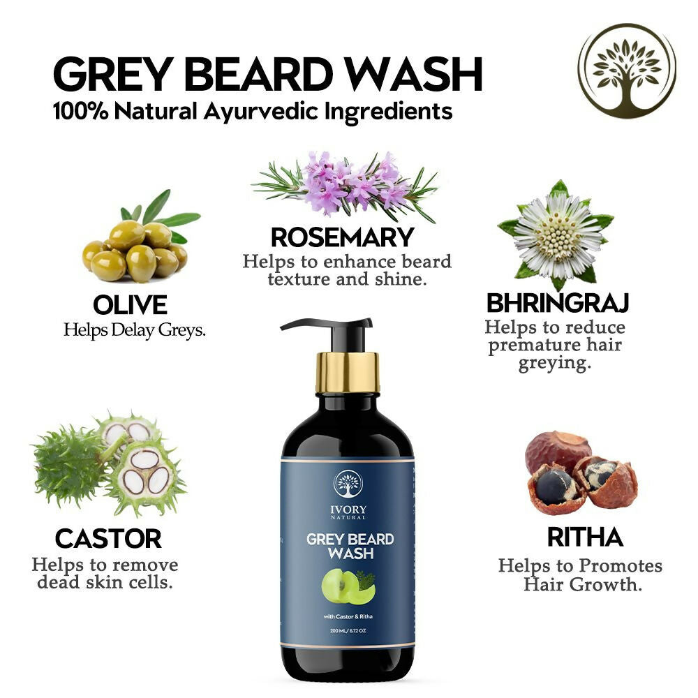 Ivory Natural Grey Beard Wash For Beard Graying And Restoring Beard'S Natural Black Shade - Distacart