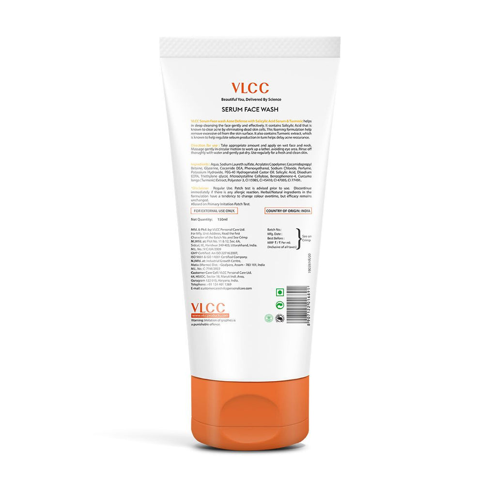 VLCC Acne Defense Serum Face Wash with Salicylic Acid Serum & Turmeric