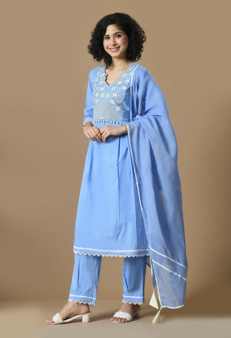 Joban Fashion L.Blue Cotton Kurta Set