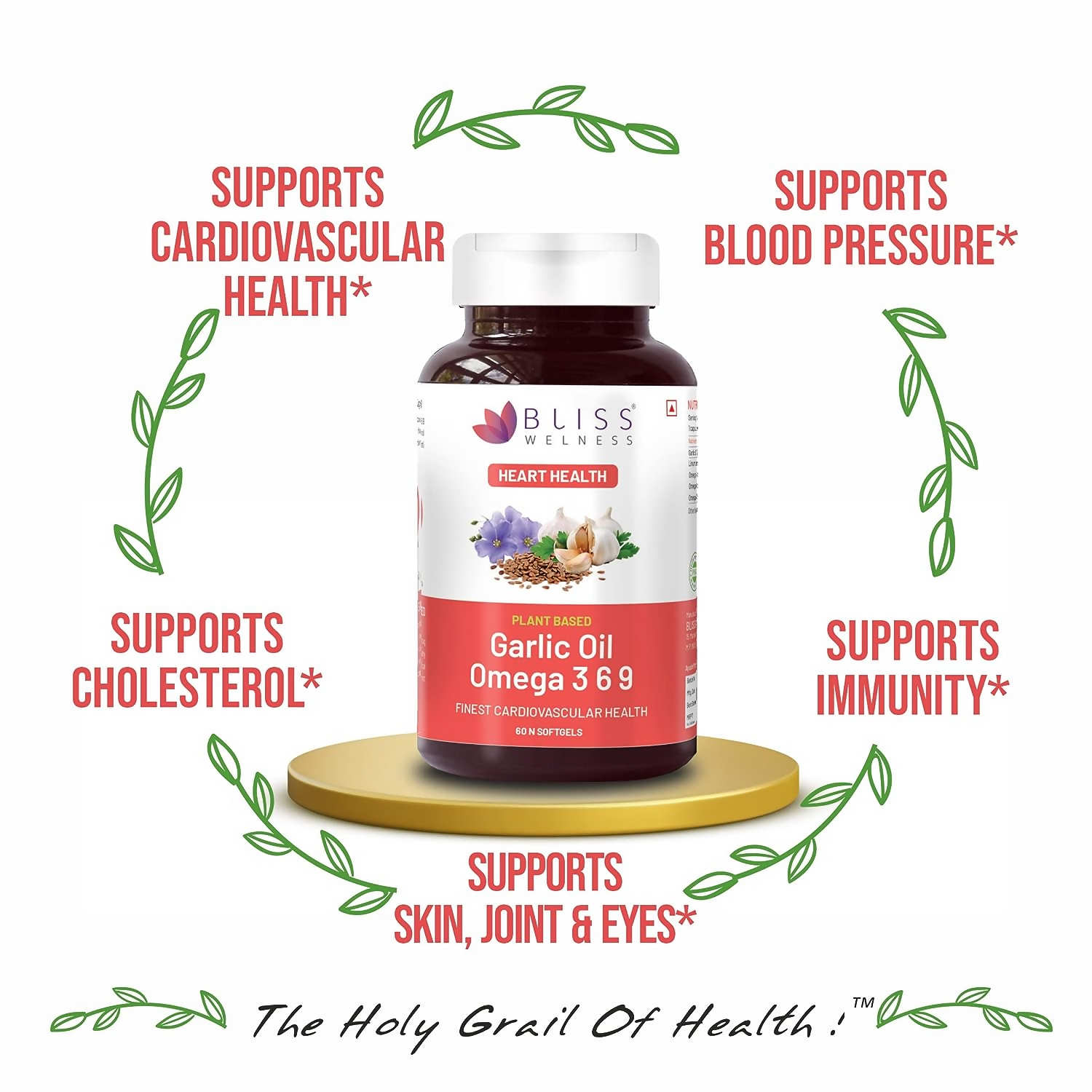 Bliss Welness Garlic Oil Omega 3 6 9 Capsules - Distacart