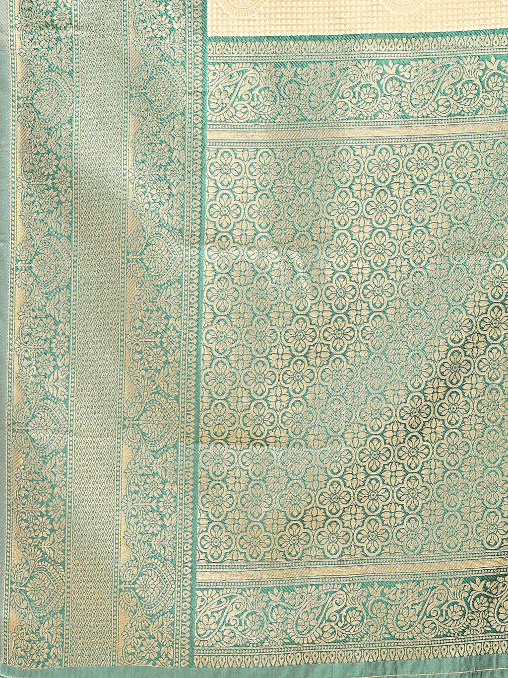 Shree Shyam Fashion Aura Silk Cream Green Banarasi Silk Saree
