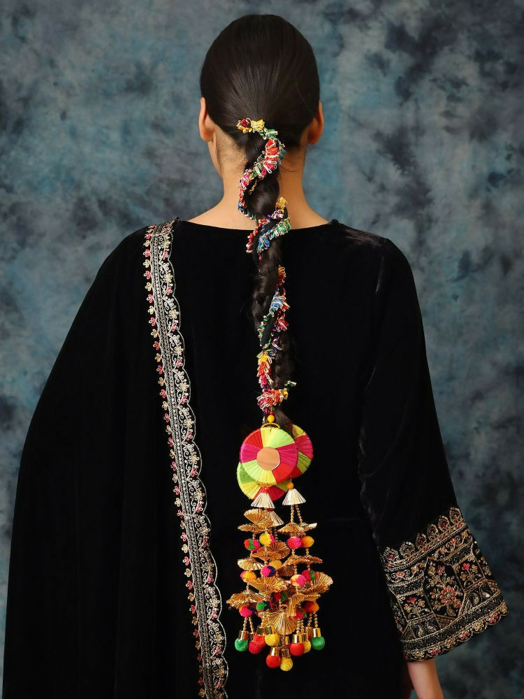 Ruby Raang Golden Work Parandi - Distacart