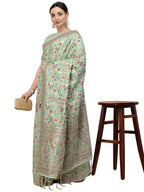 Sea Green Silk Blend Woven Design Saree With Unstitched Blouse Piece - Aloki
