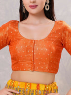 Joban Fashion Women Silk Orange Stitched Blouse