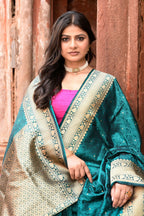 Joban Fashion Green Banarasi Katan Pure Handloom Banarasi Silk Saree