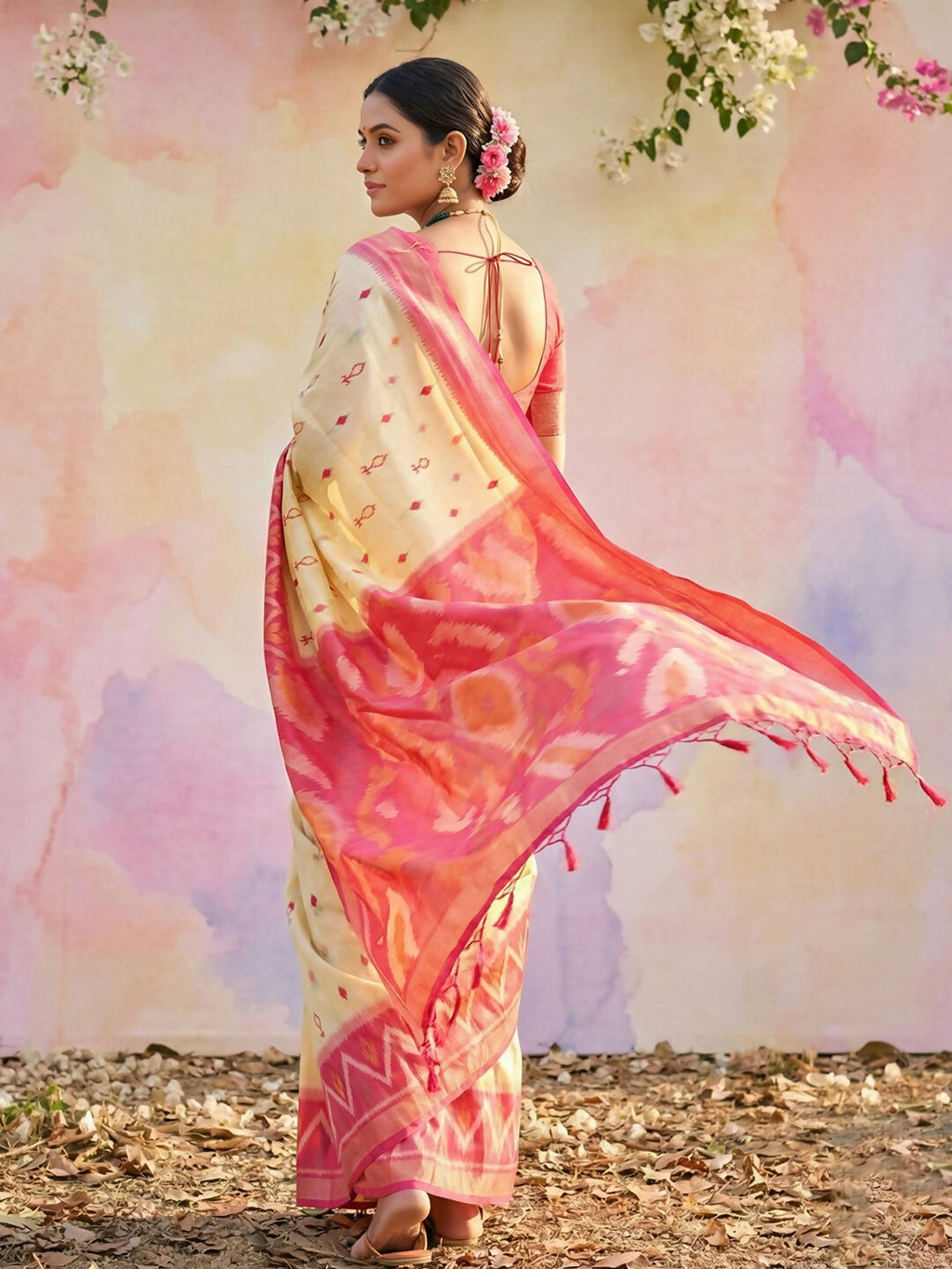 Shree Shyam Fashion Cream Soft Silk Saree - Distacart
