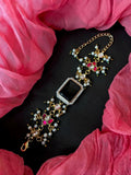 Joban Fashion Siwvei Brass Ad With Monalisa Stone And Pachi Kundan Beaded Bracelet - Distacart