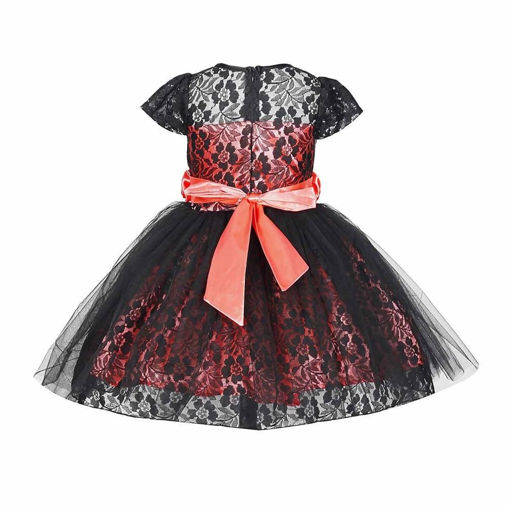 Asmaani Baby Girl's Black Color Satin A-Line Frock (AS-DRESS-22133)