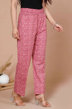 Miravan Women's Pink Straight Floral Printed Kurta & Palazzo With Dupatta Set