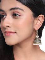 NVR Women Gold Toned Contemporary Jhumkas Earrings - Distacart