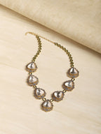 Long Dual Tone Kundan and Diamond Neckpiece- Ruby Raang
