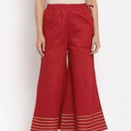 Myshka Women's Maroom Cotton Solid Casual Palazzo