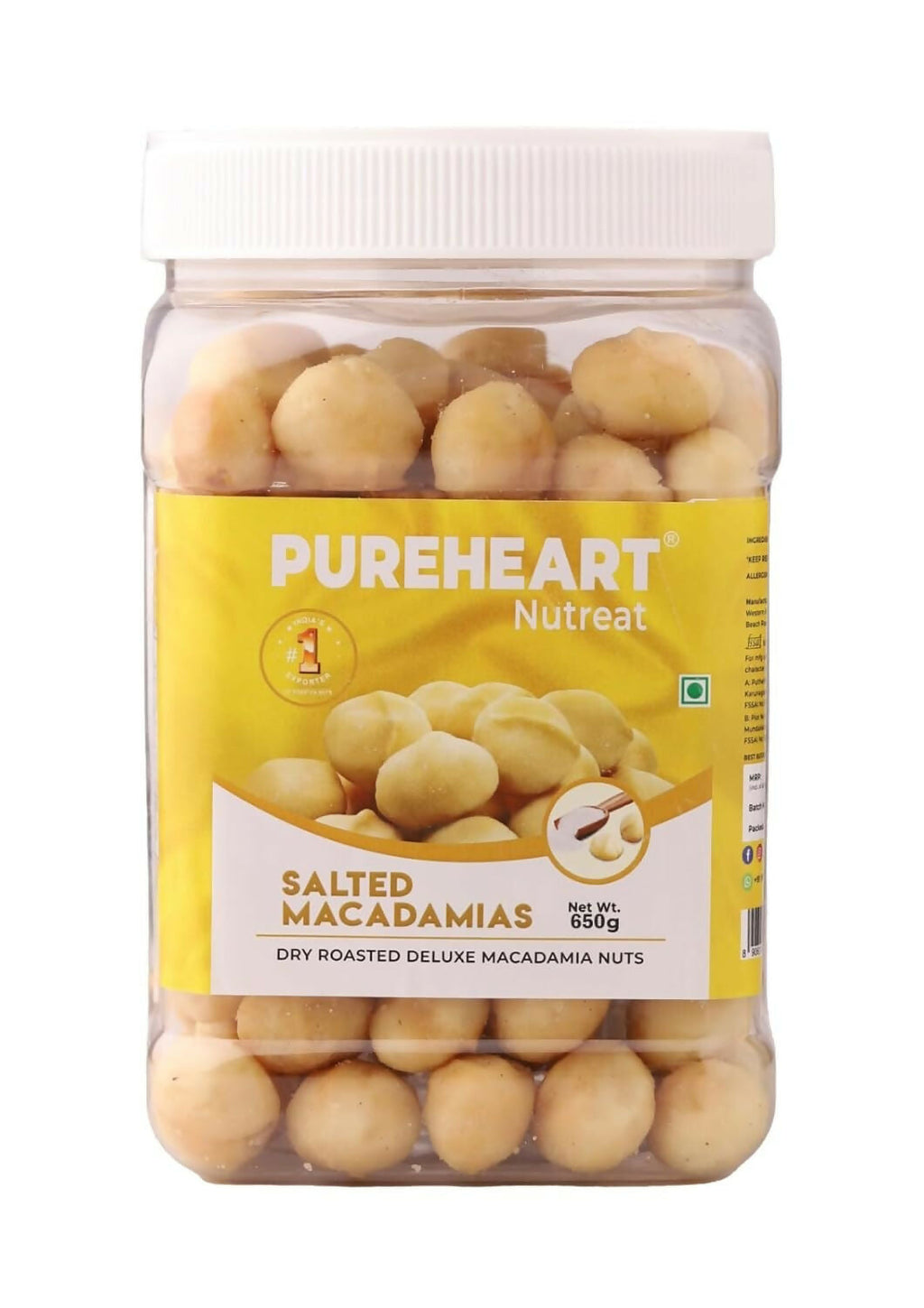 Pureheart Nutreat Salted Macadamia|Premium Dry Roasted Macadamia Nuts - Distacart