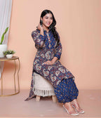 Miravan Womens Cotton Floral Printed Shirt-Collar Straight Kurta And Palazzo Set - Distacart