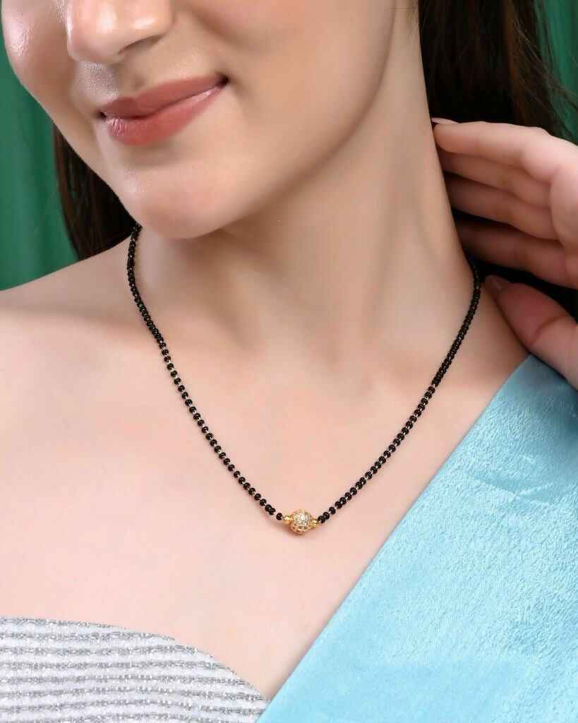 VOJ Gold-Plated AD-Studded & Beaded Mangalsutra - Distacart